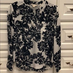 Rebecca Taylor Black Floral Silk Blouse